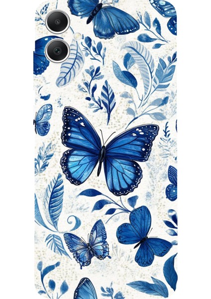 Samsung Galaxy A05 Uyumlu Mavi Kelebekler Baskılı Silikon Kılıf