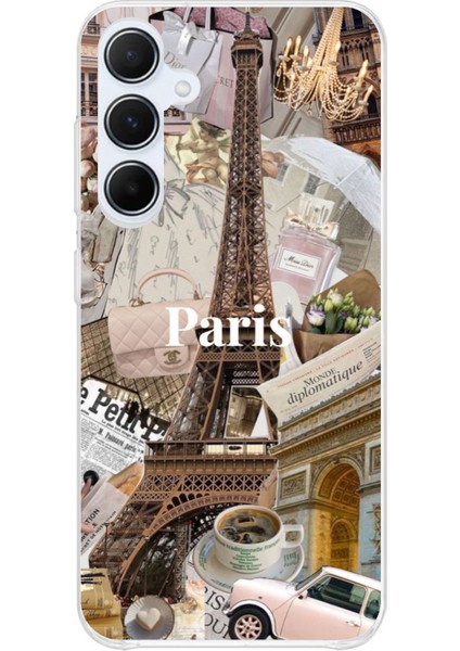 Samsung Galaxy A35 Uyumlu Paris Kolaj Baskılı Silikon Kılıf