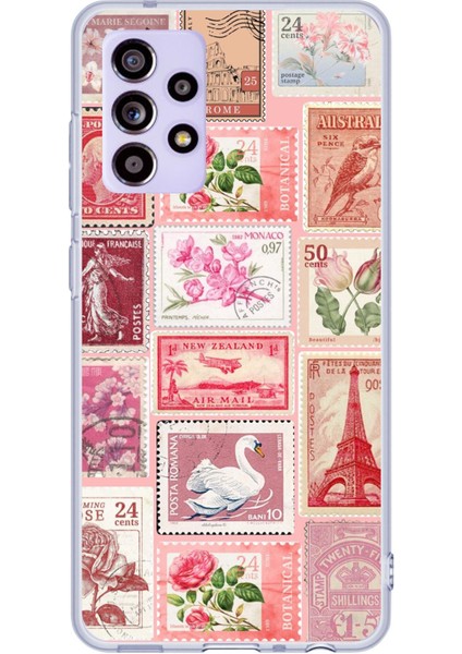 Samsung Galaxy A52 - A52S Uyumlu Pembe Posta Pulları Baskılı Silikon Kılıf