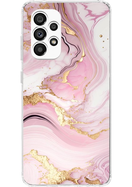 Samsung Galaxy A23 Uyumlu Pembe Mermer Baskılı Silikon Kılıf