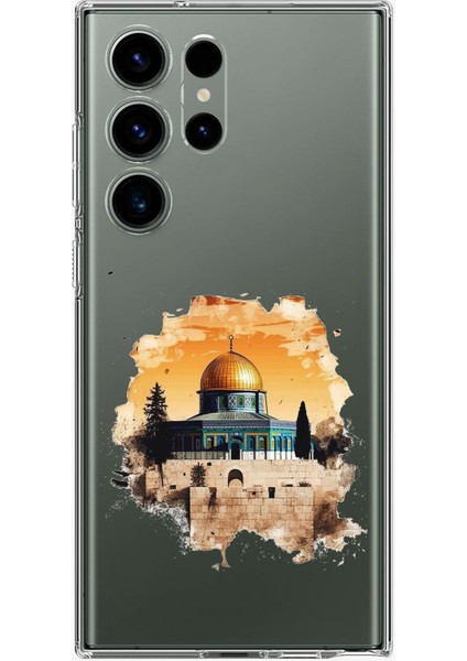 Samsung Galaxy S23 Ultra Uyumlu Mescid-I Aksa Tasarımlı Baskılı Silikon Kılıf