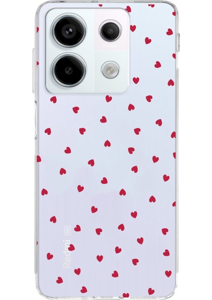 Redmi Note 13 Pro 5g Uyumlu Kırmızı Kalpler Tasarımlı Baskılı Silikon Kılıf