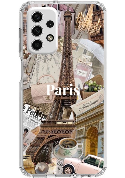 Samsung Galaxy A73 Uyumlu Paris Kolaj Baskılı Silikon Kılıf