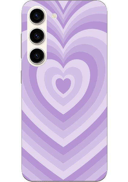 Samsung Galaxy S23 Uyumlu Mor Kalp Dalgalar Tasarımlı Baskılı Silikon Kılıf