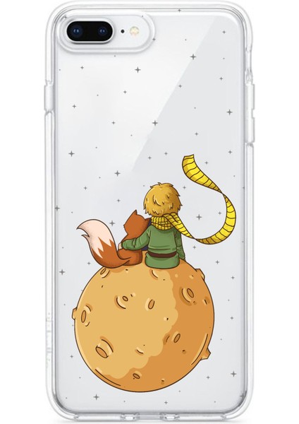 iPhone 7 Plus ve 8 Plus Uyumlu Küçük Prens Gezegen Boa Tasarımlı Baskılı Silikon Kılıf