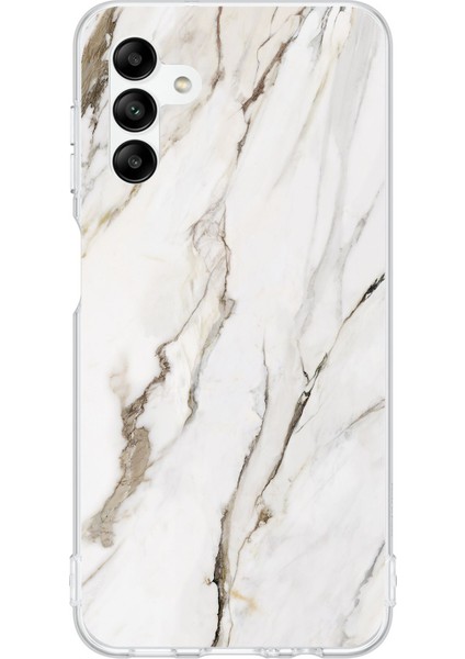 Samsung Galaxy A04S Uyumlu Beyaz Mermer Baskılı Silikon Kılıf