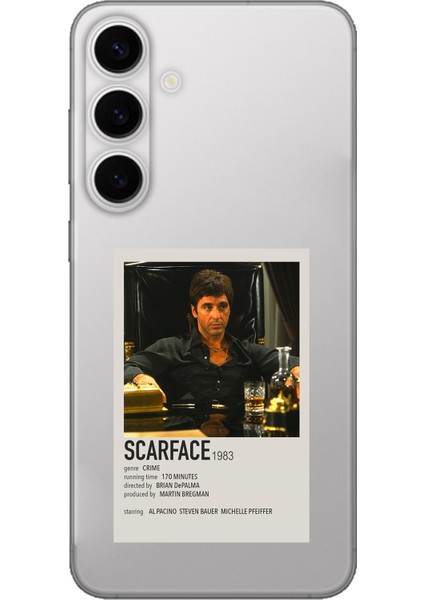 Galaxy S24 Fe Uyumlu Scarface Mini Poster Tasarımlı Baskılı Silikon Kılıf