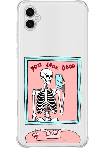 Samsung Galaxy A04 Uyumlu You Look Good Iskelet Tasarımlı Baskılı Silikon Kılıf