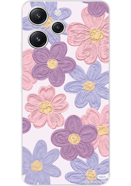 Redmi 12 Uyumlu Renkli Papatyalar Sulu Boya Baskılı Silikon Kılıf