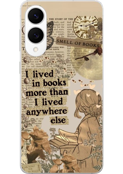 Samsung Galaxy S25 Edge Uyumlu Kitap Okuyan Kadın Retro Baskılı Silikon Kılıf