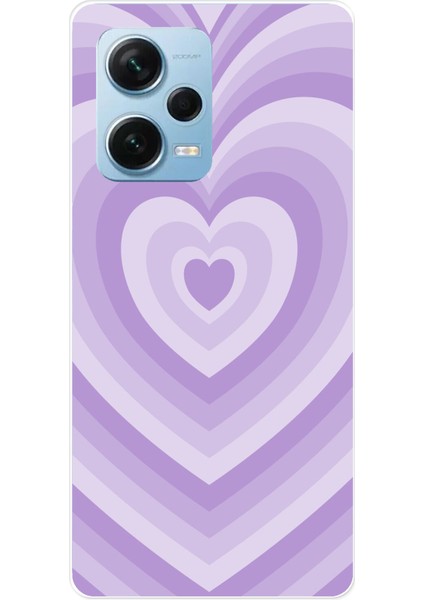 Redmi Note 12 Pro 5g Uyumlu Mor Kalp Dalgalar Tasarımlı Baskılı Silikon Kılıf