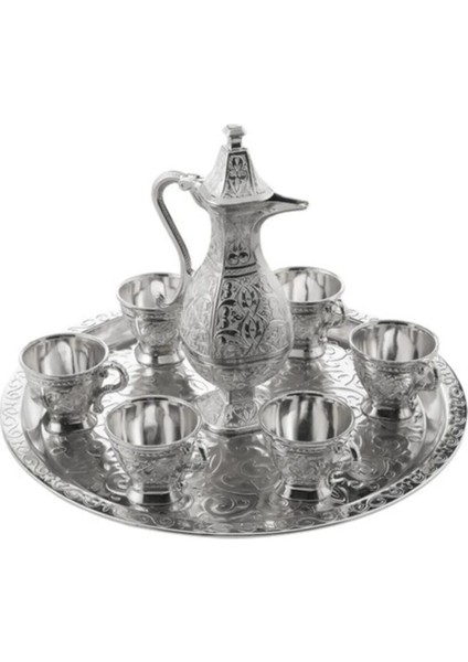 Zemzem Takımı 8 Parça Sürahi-Tepsi-6 Bardak Hediye ve Sunuma Uygun Gold ve Gümüş Renkleri Mevcut