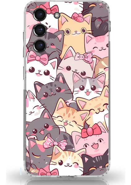 Samsung Galaxy S21 Fe Uyumlu Sevimli Kediler Baskılı Silikon Kılıf