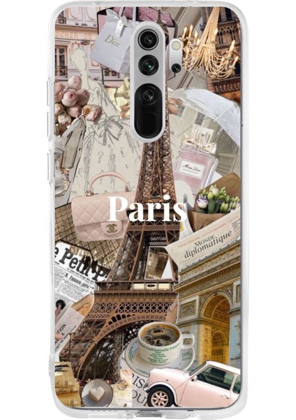 Redmi Note 8 Pro Uyumlu Paris Kolaj Baskılı Silikon Kılıf