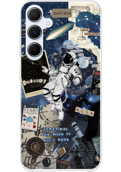 Samsung Galaxy A35 Uyumlu Retro Astronot Tasarımlı Baskılı Silikon Kılıf