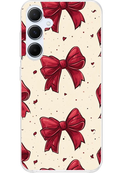 Samsung Galaxy A35 Uyumlu Büyük Kırmızı Fiyonklar Baskılı Silikon Kılıf
