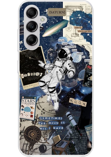 Samsung Galaxy A14 Uyumlu Retro Astronot Tasarımlı Baskılı Silikon Kılıf