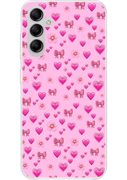 Samsung Galaxy A14 Uyumlu Pembe Minik Kalpler Baskılı Silikon Kılıf