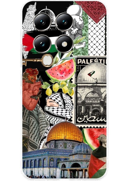Xiaomi Mi 14T Pro Uyumlu Filistin Özgürlük Kolajı Baskılı Silikon Kılıf