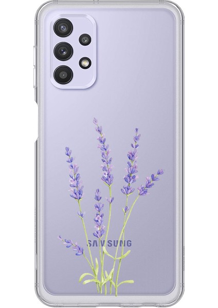 Samsung Galaxy A32 Uyumlu Lavanta Çiçek Tasarımlı Baskılı Silikon Kılıf