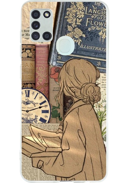 Samsung Galaxy A21S Uyumlu Retro Gazete Kadın Tasarımlı Baskılı Silikon Kılıf