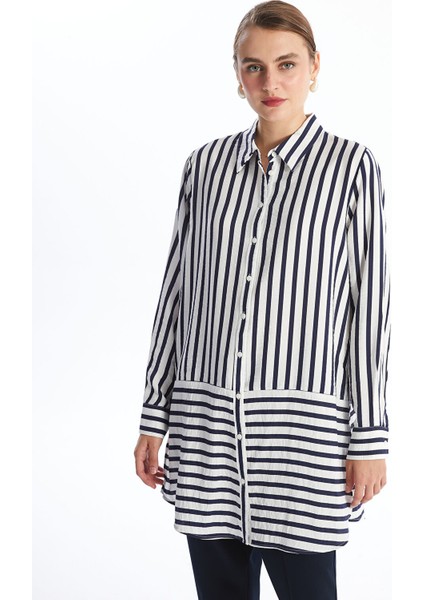 Yeni Sezon Çizgili Kadın Gömlek Tunik