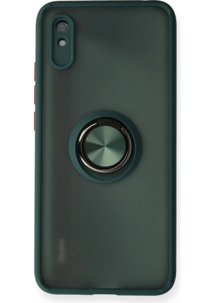 Xiaomi Redmi 9A Kılıf Montreal Yüzüklü Silikon Kapak - Yeşil