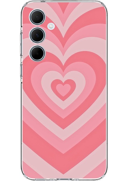 Samsung Galaxy A35 Uyumlu Pembe Kalpler Baskılı Silikon Kılıf