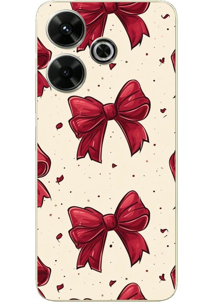 Redmi 13 Uyumlu Büyük Kırmızı Fiyonklar Baskılı Silikon Kılıf