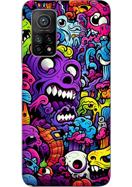 Xiaomi Mi 10T - 10T Pro Uyumlu Psikodeli Renkli Canavarlar Baskılı Silikon Kılıf