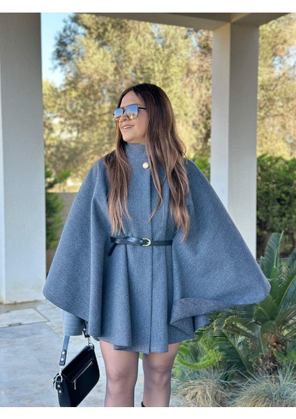 Gri Gold Düğmeli Panço fiyatları