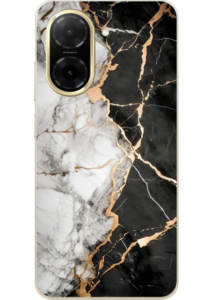 Redmi A5 Uyumlu Siyah Beyaz Mermer Baskılı Silikon Kılıf