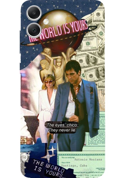 Samsung Galaxy A05 Uyumlu Elvira Hancock & Tony Montana Tasarımlı Baskılı Silikon Kılıf
