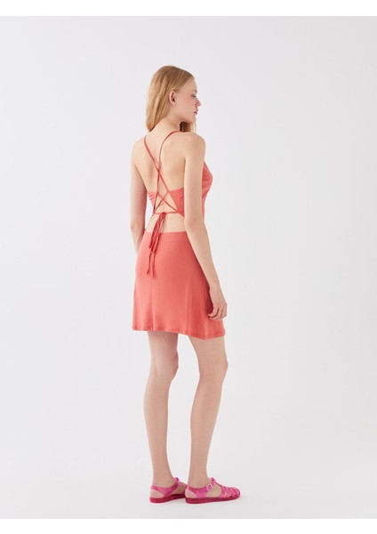 Yeni Sezon U Yaka Düz Askılı Kadın Plaj Elbisesi fırsatları