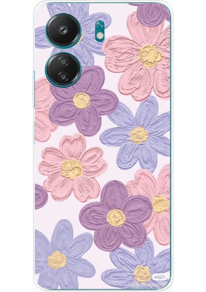 Redmi 13C - Poco C65 Uyumlu Renkli Papatyalar Sulu Boya Baskılı Silikon Kılıf