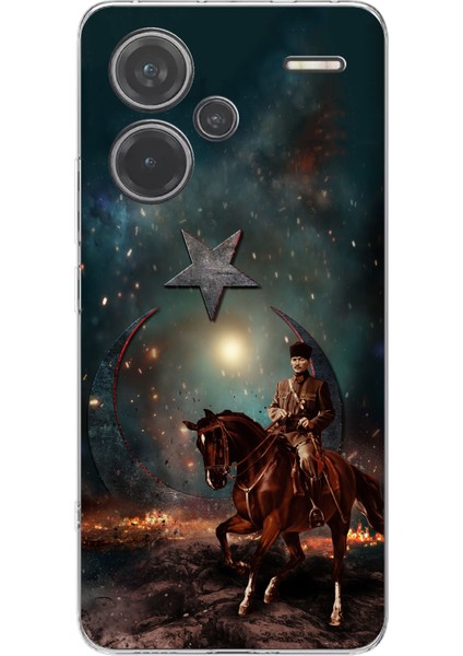 Redmi Note 13 Pro Plus 5g Uyumlu Atatürk At Üstünde Zafer Baskılı Silikon Kılıf