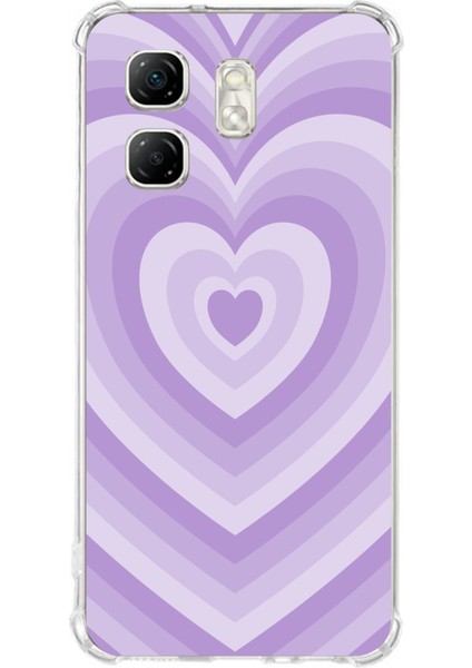Infinix Hot 50I - Smart 9 Uyumlu Mor Kalp Dalgalar Tasarımlı Baskılı Silikon Kılıf