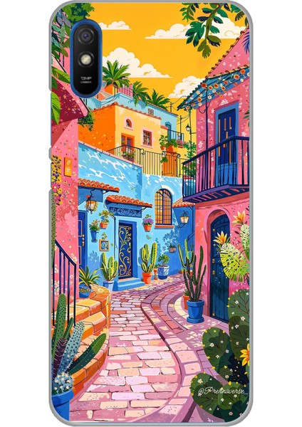 Redmi 9A Uyumlu Renkli Sanat Sokak Silikon Kılıf