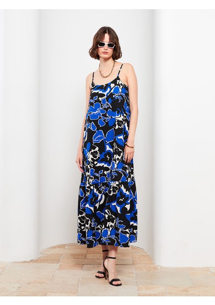 Yeni Sezon U Yaka Desenli Askılı Elbise fiyatları