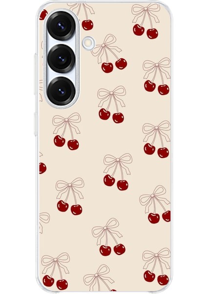 Samsung Galaxy S25 Plus Uyumlu Fiyonklu Kirazlar Baskılı Silikon Kılıf