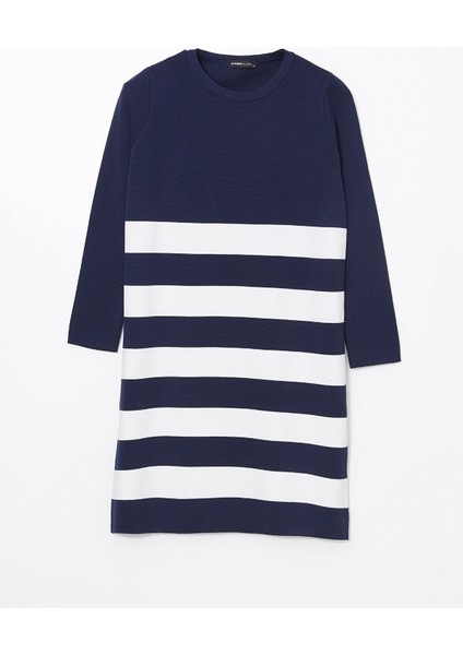 Yeni Sezon Bisiklet Yaka Renk Bloklu Kadın Triko Elbise indirimleri