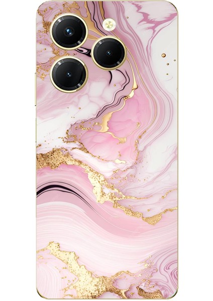 Tecno Spark 20 Pro Uyumlu Pembe Mermer Baskılı Silikon Kılıf