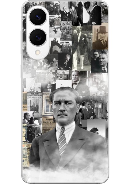 Samsung Galaxy S25 Edge Uyumlu Mustafa Kemal Atatürk Kolaj Baskılı Silikon Kılıf
