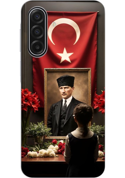 Samsung Galaxy A17 Uyumlu Atatürk Türk Bayrağı Tablo Baskılı Silikon Kılıf