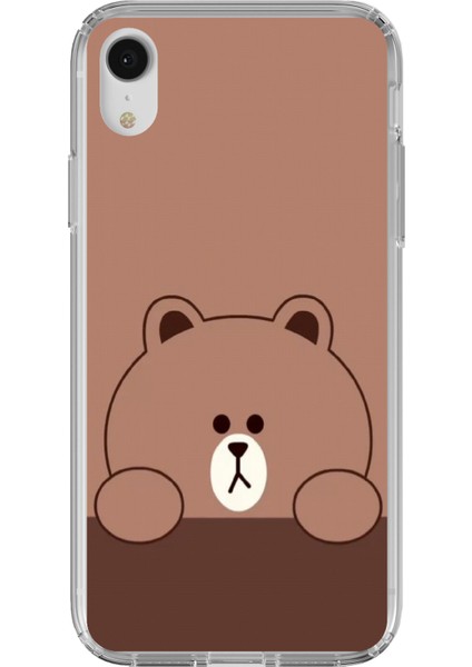iPhone Xr Uyumlu Kahverengi Ayı Tasarımlı Baskılı Silikon Kılıf