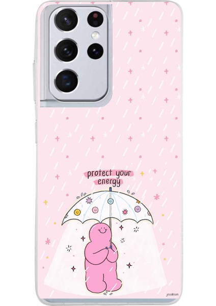 Samsung Galaxy S21 Ultra Uyumlu Protect Your Energy Tasarımlı Baskılı Silikon Kılıf