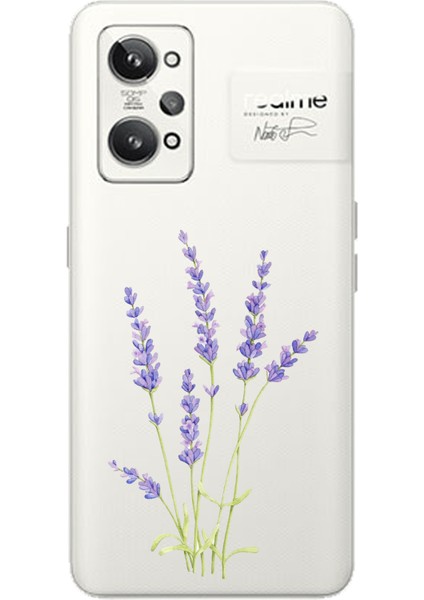 Realme Gt2 Pro Uyumlu Lavanta Çiçek Tasarımlı Baskılı Silikon Kılıf