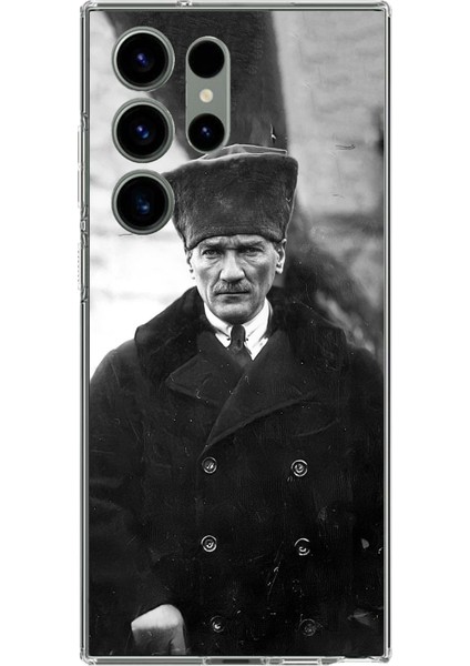 Samsung Galaxy S23 Ultra Uyumlu Mustafa Kemal Atatürk Portre Baskılı Silikon Kılıf