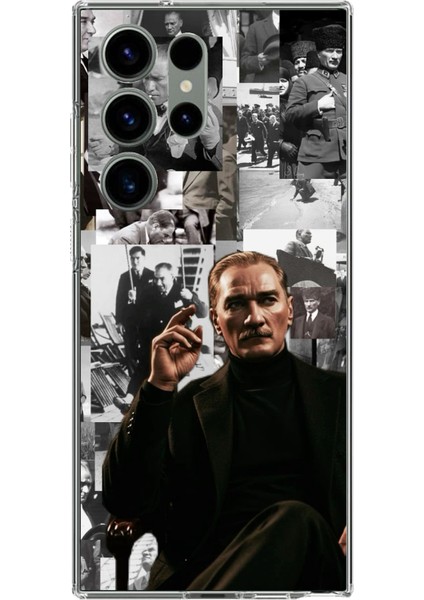 Samsung Galaxy S23 Ultra Uyumlu Mustafa Kemal Atatürk Kolaj Baskılı Silikon Kılıf