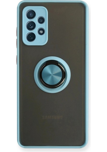 Samsung Galaxy A72 Kılıf Montreal Yüzüklü Silikon Kapak - Buz Mavi